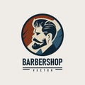 Barbershop Logo with barber pole in vintage style. Vector template Royalty Free Stock Photo