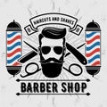 Barbershop Logo with barber pole in vintage style