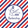 Barbershop logo in circle.