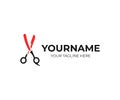 Barbershop logo design. Barber blade and scissors vector design