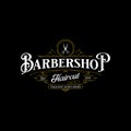 Barbershop logo design. Vintage lettering illustration on dark background