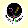 Barbershop logo, scissors and comb illustration isolated, sign symbol Royalty Free Stock Photo