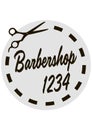 barbershop logo signboard scissors dotted cut