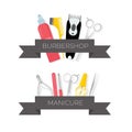 Barbershop and manicure tools illustrations set