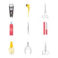 Barbershop and manicure tools illustrations set