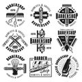 Barbershop monochrome emblems, badges or labels Royalty Free Stock Photo