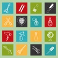 Barbershop objects haircutting tool icons