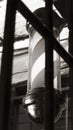 Barbershop pole light outside the store in a sepia colour picture Royalty Free Stock Photo