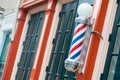 Barbershop Pole On Store Front