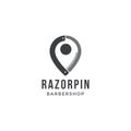 Barbershop razor pin logo icon vector template