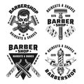 Barbershop set of vector emblems, badges or logos Royalty Free Stock Photo