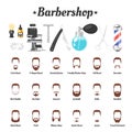 Barbershop tools, beards, mustaches Royalty Free Stock Photo