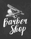 BarberShop. Vector black and white illustrations and typography elements. Hand drawn vintage engraving for poster, label, banner,