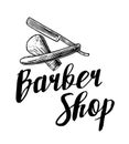 BarberShop. Vector black and white illustrations and typography elements.