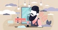 Barbershop vector illustration. Flat tiny beard shave saloon person concept