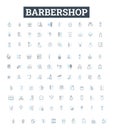 Barbershop vector line icons set. Barber, Haircut, Shave, Salon, Beard, Trim, Cut illustration outline concept symbols Royalty Free Stock Photo