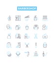 Barbershop vector line icons set. Barber, Haircut, Shave, Salon, Beard, Trim, Cut illustration outline concept symbols Royalty Free Stock Photo