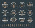 Barbershop vintage hipster logo templates.