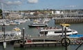 Barbican landing stage and trip boats, Plymouth, UK Royalty Free Stock Photo