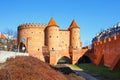 Barbican and old town square in Warsaw in a sunny day. Warsaw is the capital of Poland Royalty Free Stock Photo