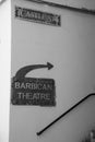 Barbican Theatre sign in Monochrome at the Barbican in Plymouth. Royalty Free Stock Photo