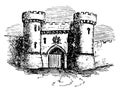 Barbican Watchtower vintage engraving