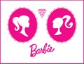 Barbie doll fashion logo silhouettes pink vector editorial set