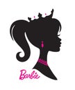 Barbie doll princess silhouete logo vector color icon editorial