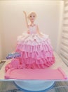 Barbie doll theme cake pink color