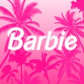 Barbie logo on a pink background,vector illustration