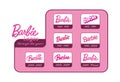 Barbie logos trough the years vector color icon editorial