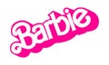 Barbie movie logo on white background, vector illustration. Barbie is a fashion doll created by American businesswoman