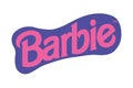 Barbie vector Pink vintage logo isolated on blue background