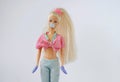 GUADALAJARA, SPAIN - MAY 14, 2020: Barbie is wearing protective face mask and gloves against the coronavirus disease