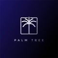 Simple Minimalist Palm Coconut Tree Line Outline Style Logo Design