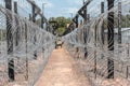 Barbwire fence. guarded border Royalty Free Stock Photo