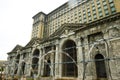 Barbwire fence and Michigan Central Station Royalty Free Stock Photo