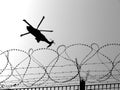 Barbwire military helicopter Royalty Free Stock Photo