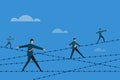 Illustration Business men walk through barbwire Royalty Free Stock Photo