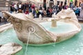 Barcaccia fountain in Piazza di Spagna,Rome. Royalty Free Stock Photo