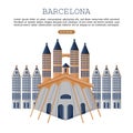 Barcelona architecture card Vector. City famous attractions posters