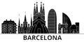 Barcelona architecture vector city skyline, travel cityscape with landmarks, buildings, isolated sights on background