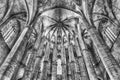 Interior of Santa Maria del Mar in Barcelona, Catalonia, Spain Royalty Free Stock Photo