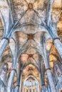 Interior of Santa Maria del Mar in Barcelona, Catalonia, Spain Royalty Free Stock Photo