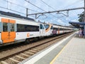 Barcelona - August 31, 2023: Rodalies de Catalunya, is a trademark used by the Generalitat de Catalunya and Renfe.