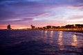 Barcelona beach at the sunset Royalty Free Stock Photo