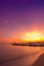 Barcelona beach at the sunset Royalty Free Stock Photo