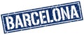 Barcelona blue square stamp Royalty Free Stock Photo