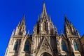 Barcelona, Catalonia, Europe, Spain, September 22, 2019. Details of the exterior Cathedral Holy Cross and Saint Eulalia. Was