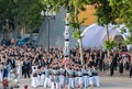 Castellers de Barcelona. A castell - is a human tower built traditionally in festivals Royalty Free Stock Photo